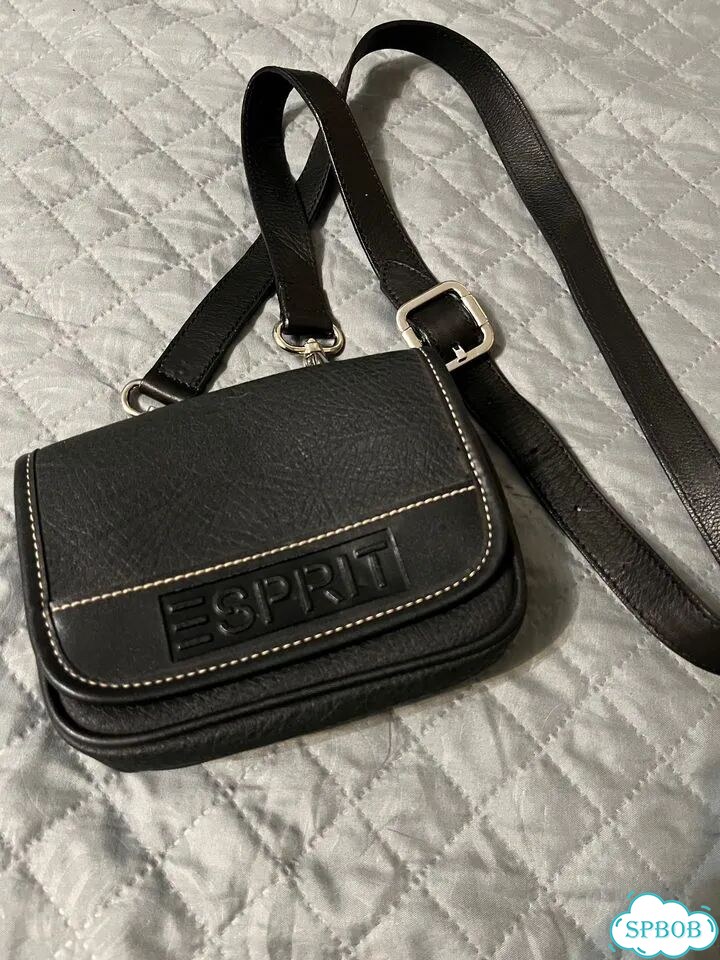 Винтажная черная кожаная сумка Esprit 1990s фото 2