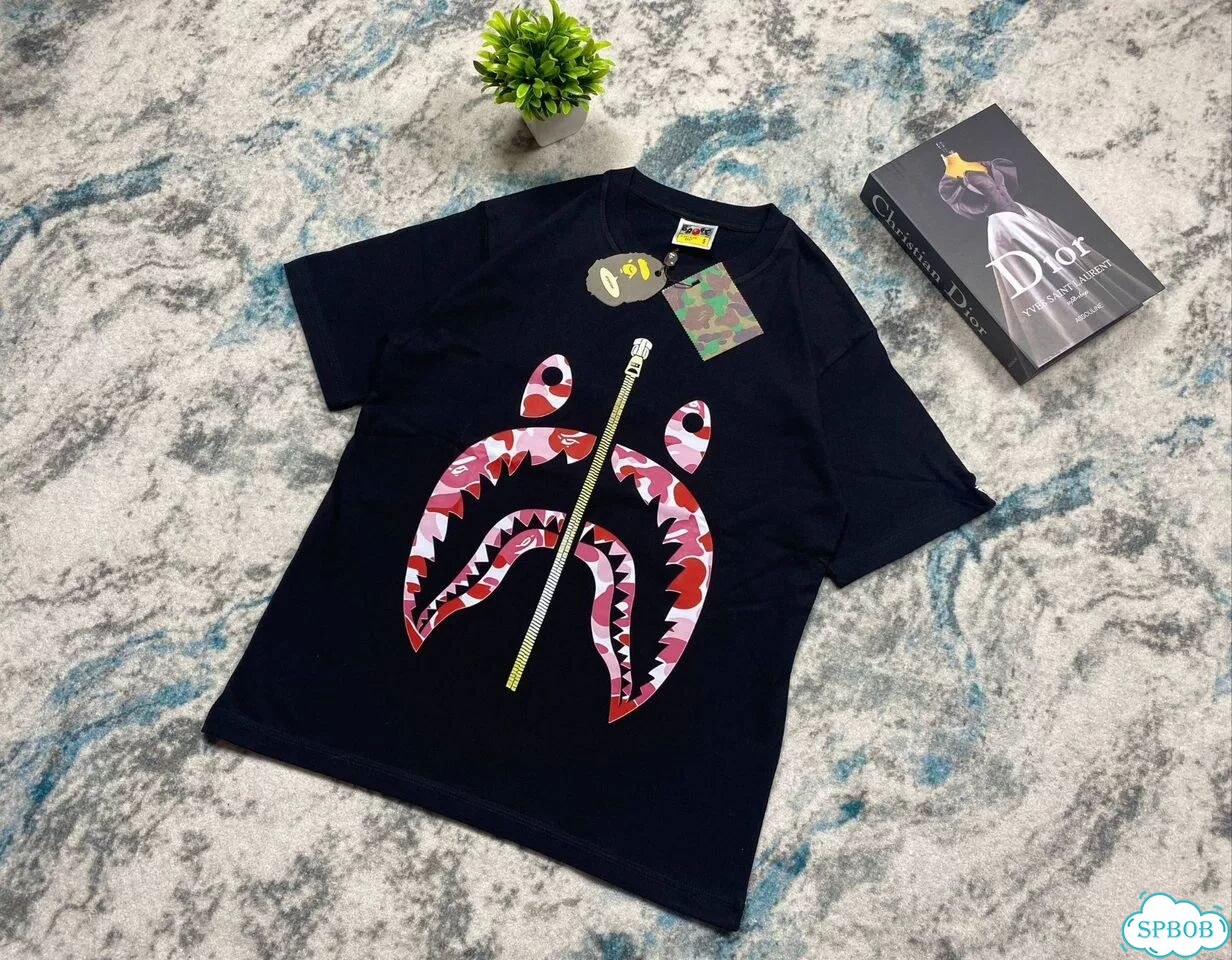 Черная Футболка Bape Shark Red фото 5