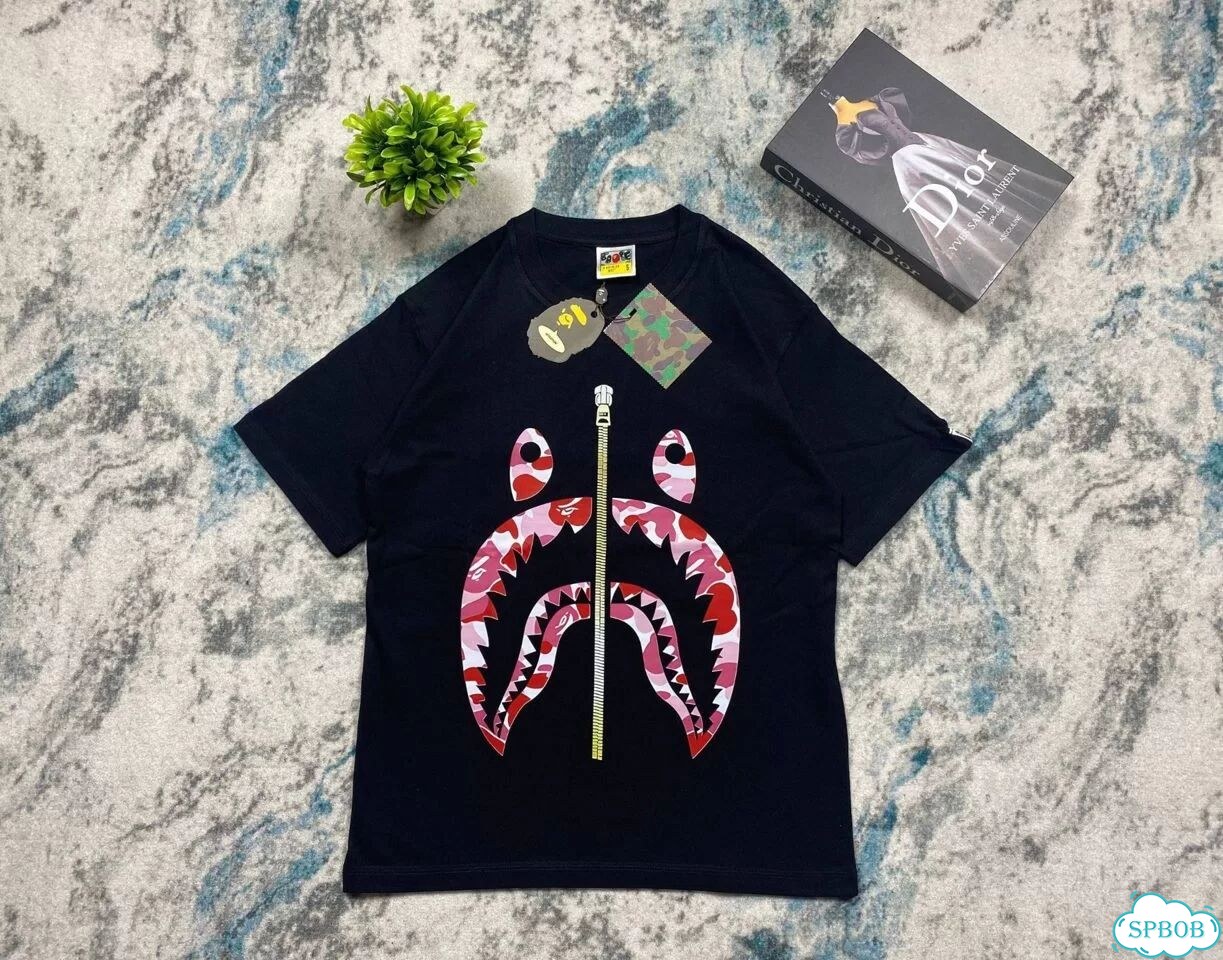 Черная Футболка Bape Shark Red фото 6