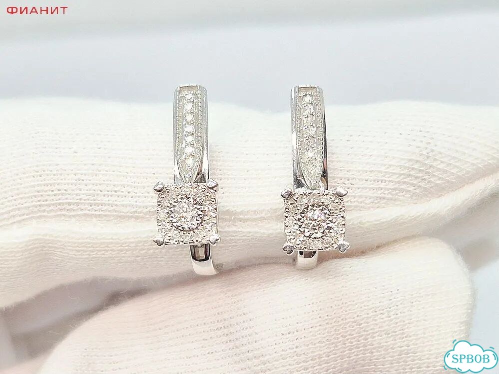 Золотые серьги с бриллиантами фото 1