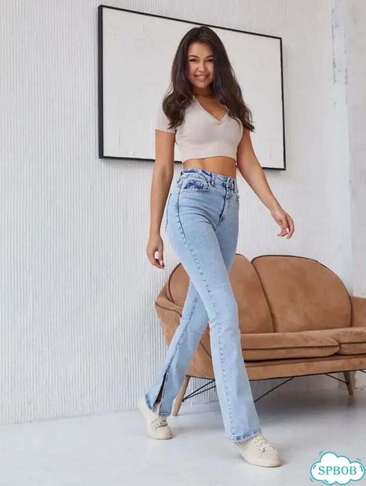 Джинсы женские клеш с разрезом от колена Zara фото 6