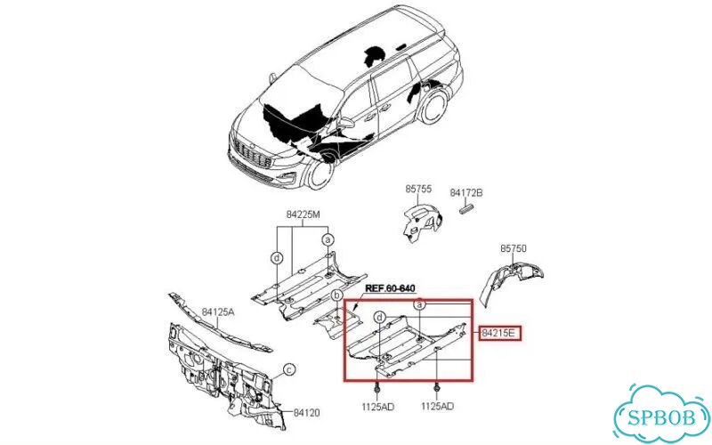Защита днища кузова левая Kia Carnival YP D4HB фото 3