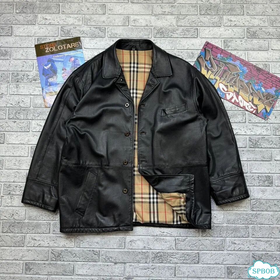 Кожаная куртка Burberry «Black Vintage Nova Check» фото 1