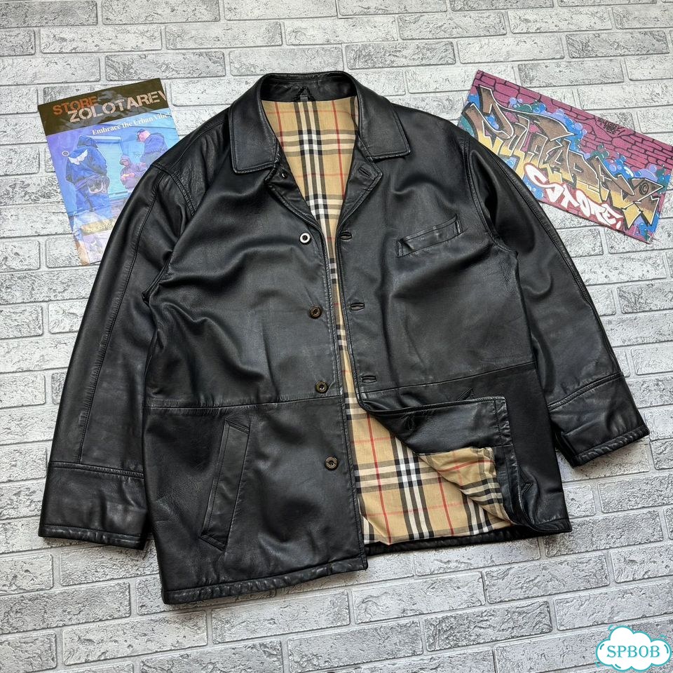 Кожаная куртка Burberry «Black Vintage Nova Check» фото 2