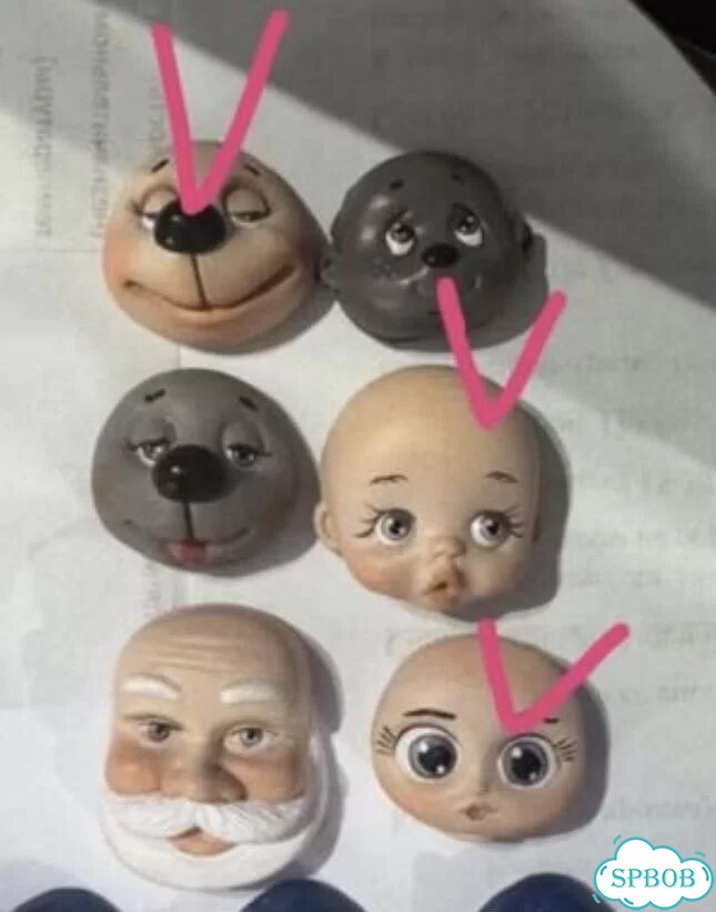 Для Светланы Лица для ватных игрушек фото 1
