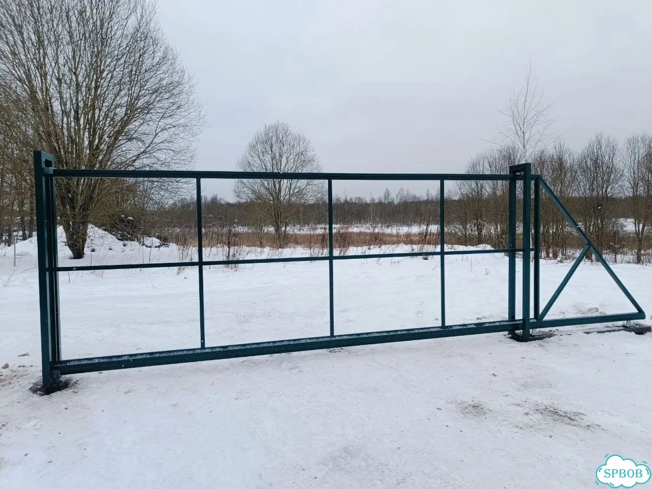 Откатные ворота легкие проём 4м каркас фото 2