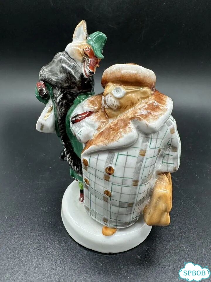 Статуэтка лиса и кот фарфор лфз СССР 70г редкая фото 3