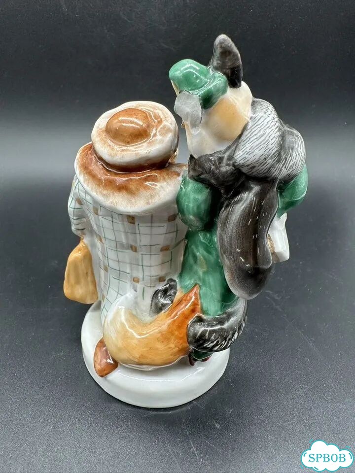 Статуэтка лиса и кот фарфор лфз СССР 70г редкая фото 8
