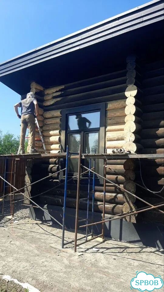 Шлифовка и покраска деревянного дома фото 5