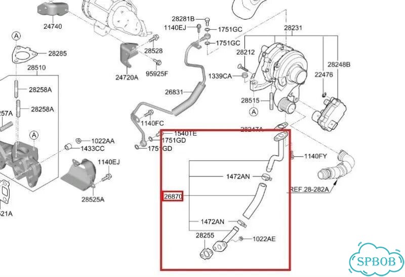 Трубка слива масла с турбины Kia Carnival YP D4HB фото 3