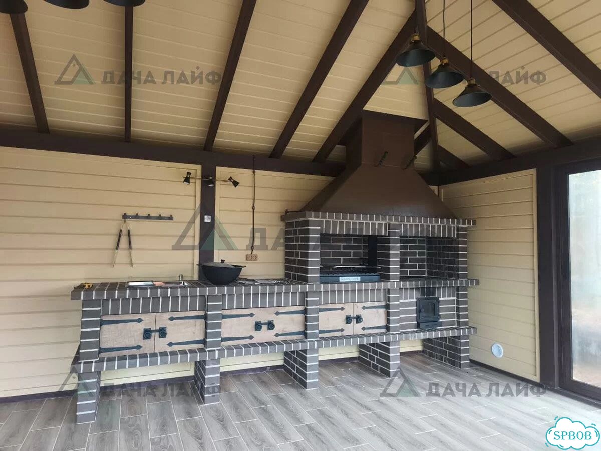 Мангальная зона из кирпича барбекю фото 5