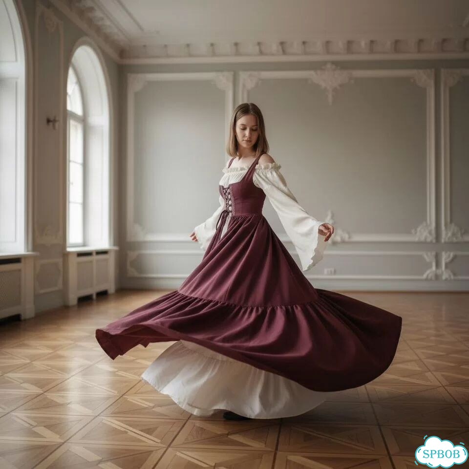 Платье бордовое средневековое фэнтези косплей фото 3
