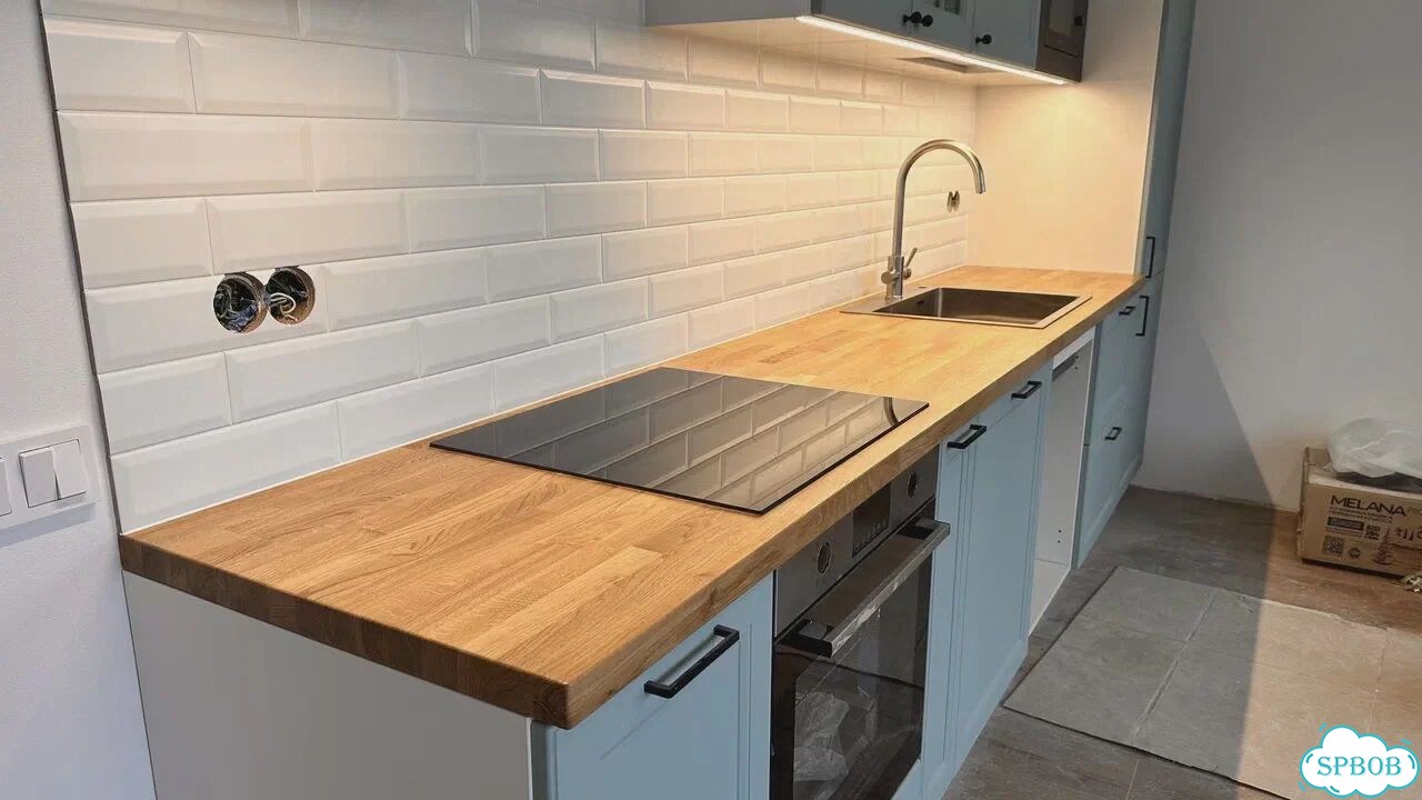 Столешница для кухни из сращенного дуба фото 8