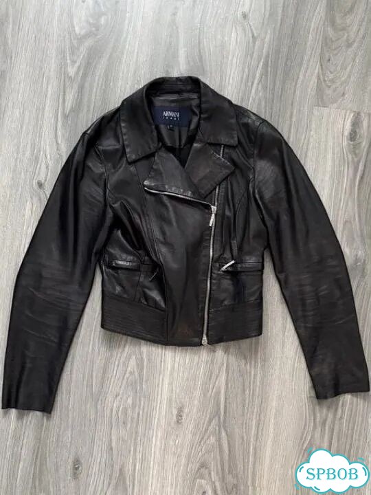 Кожаная куртка armani jeans фото 1