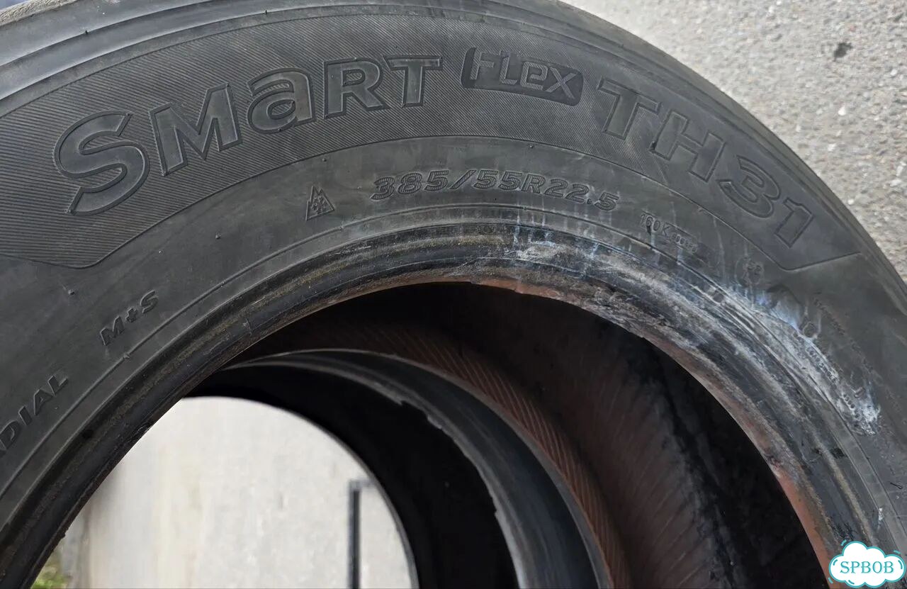 Шины бу 385 55 22.5 hankook SMART TH31 160k прицеп фото 10