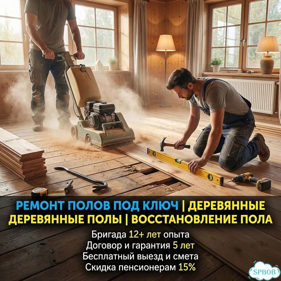 Полы из дерева / Ремонт пола / Ремонт пола в доме фото 1