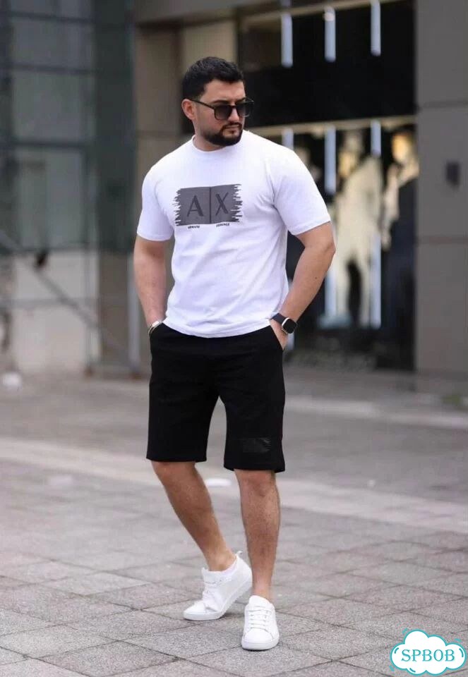 Костюм шорты футболка Armani Exchange LUX хб новые фото 1