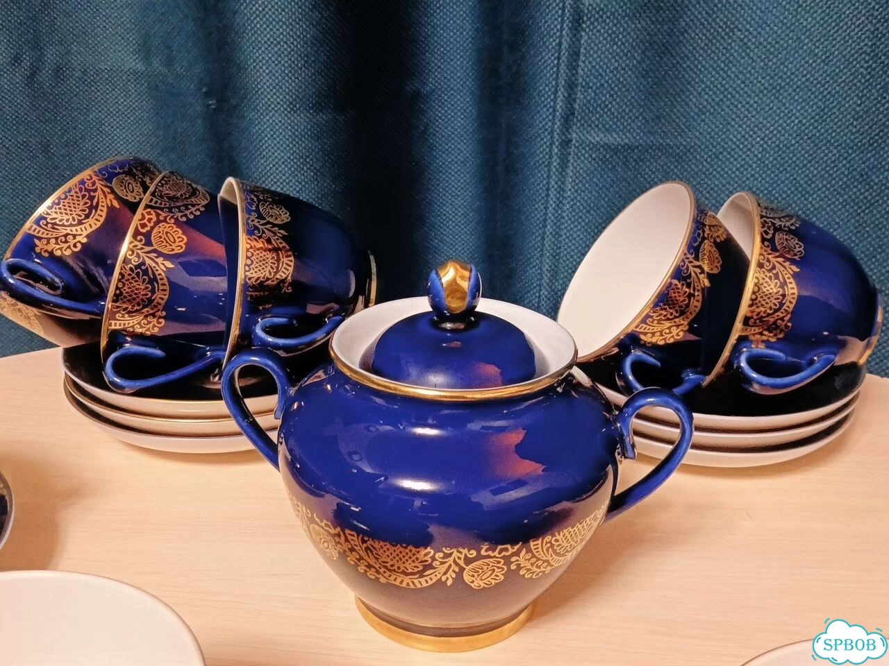 Чайные кобальтовые пары. Золотой фриз. лфз. СССР фото 4