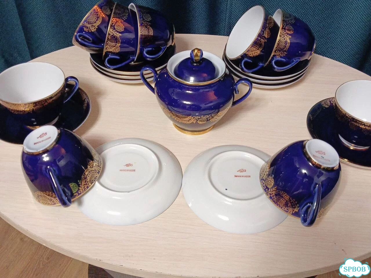 Чайные кобальтовые пары. Золотой фриз. лфз. СССР фото 7