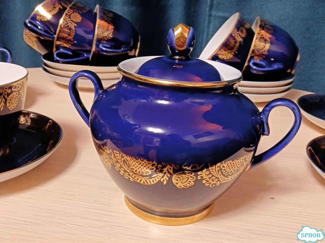 Чайные кобальтовые пары. Золотой фриз. лфз. СССР фото 8