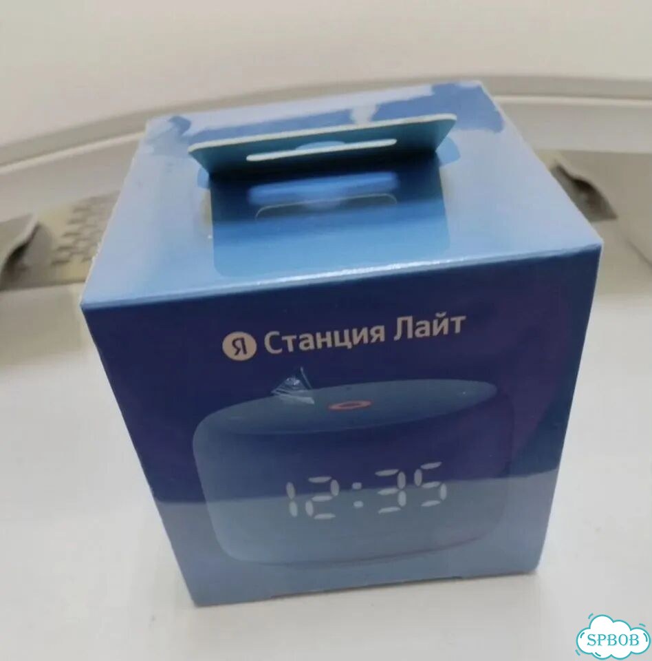 Колонка Алиса lite 2 с часами голубая фото 1