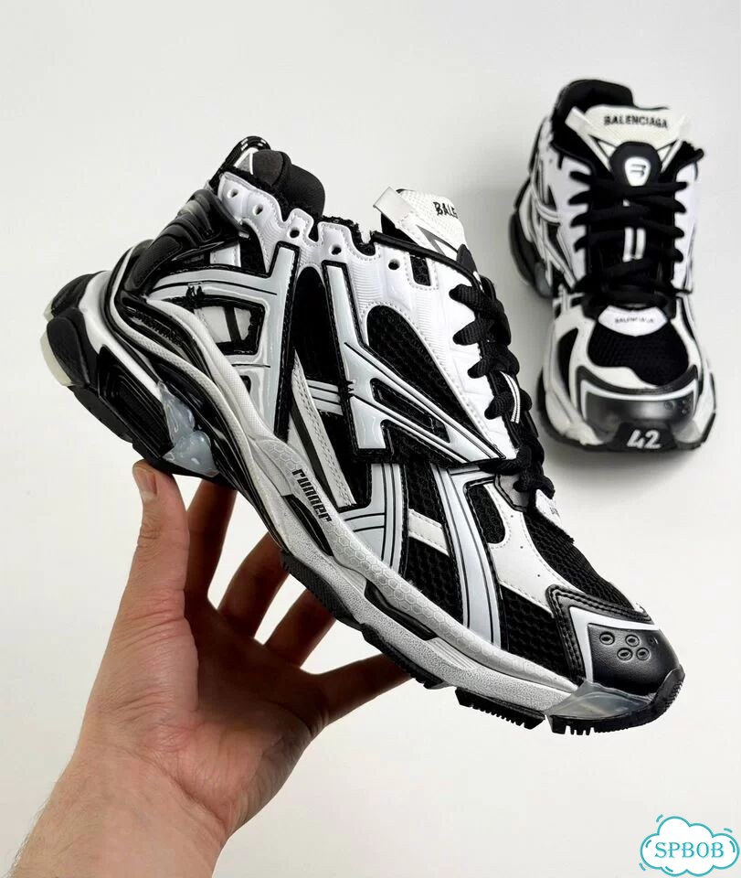 Balenciaga Runner Black White фото 3