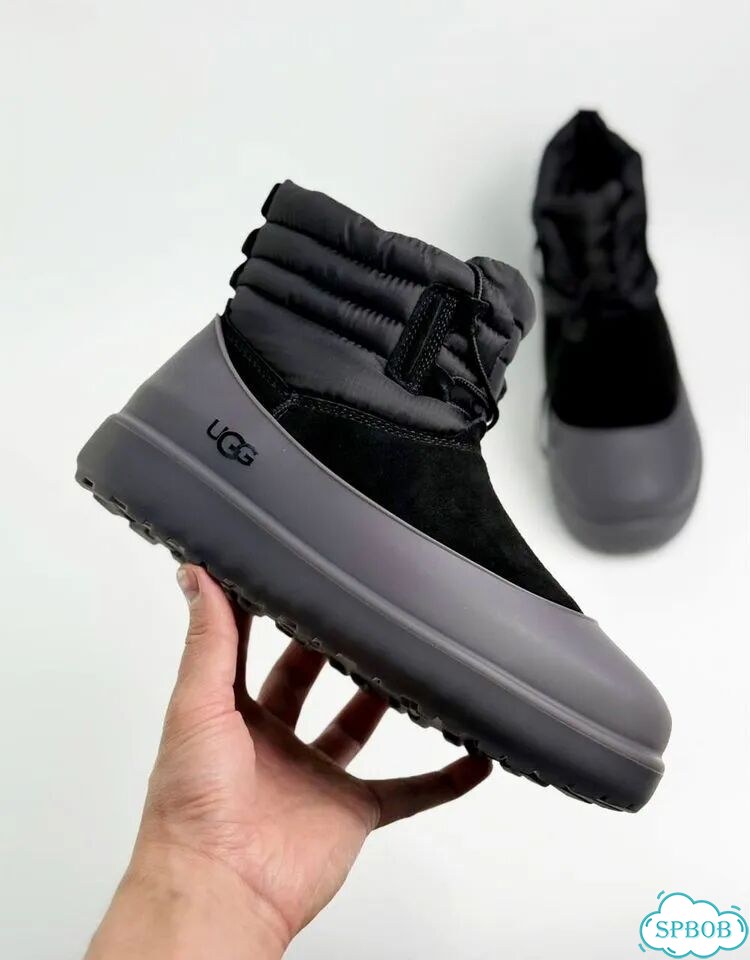 UGG Classic Mini Lace-Up Black Grey фото 4