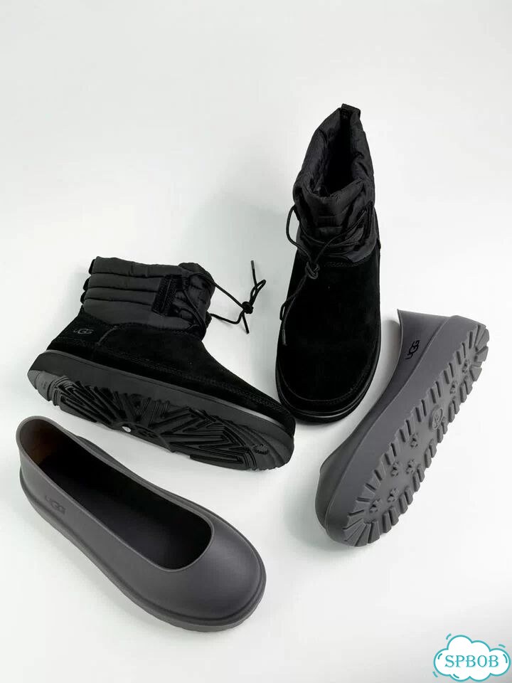 UGG Classic Mini Lace-Up Black Grey фото 7