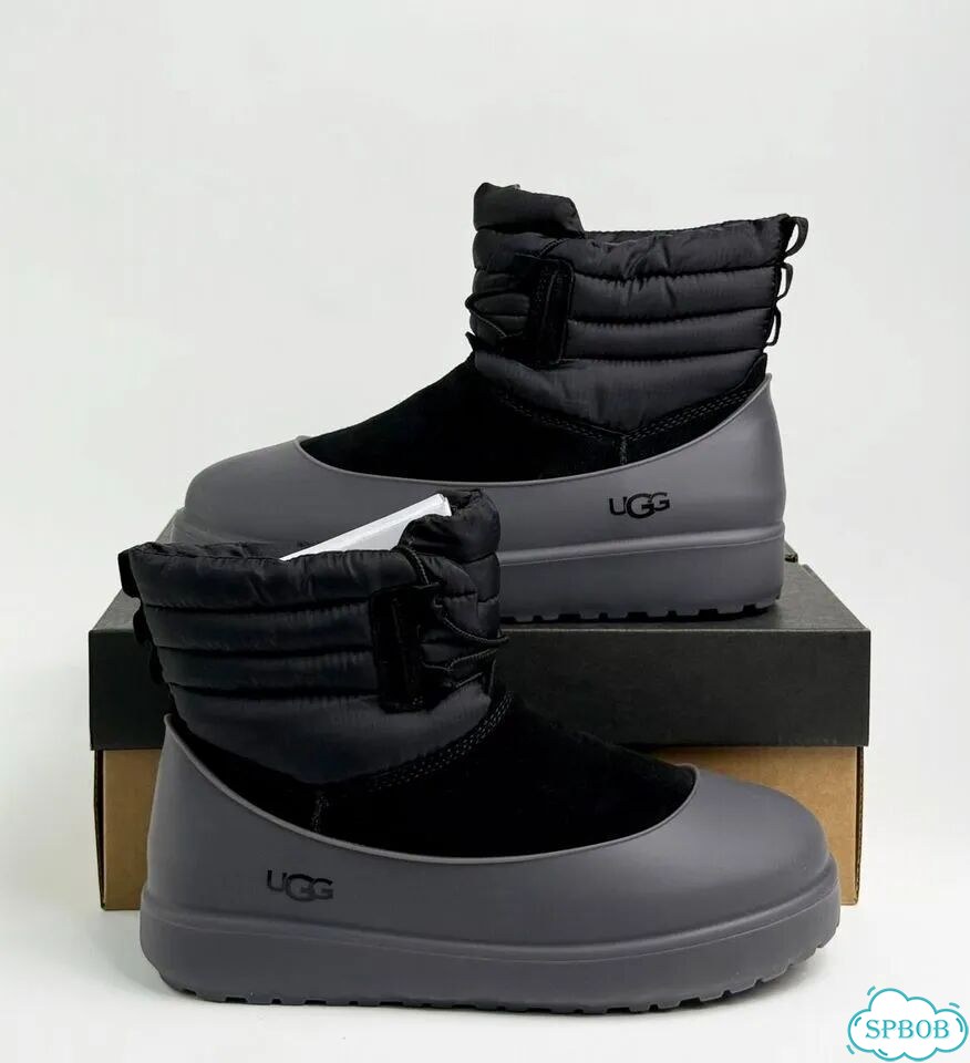 UGG Classic Mini Lace-Up Black Grey фото 8
