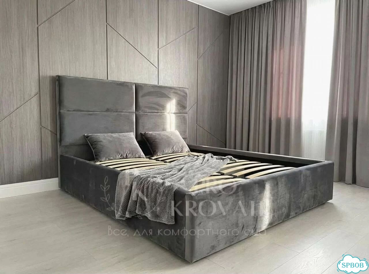 Кровать двуспальная с мягкой обивкой фото 5
