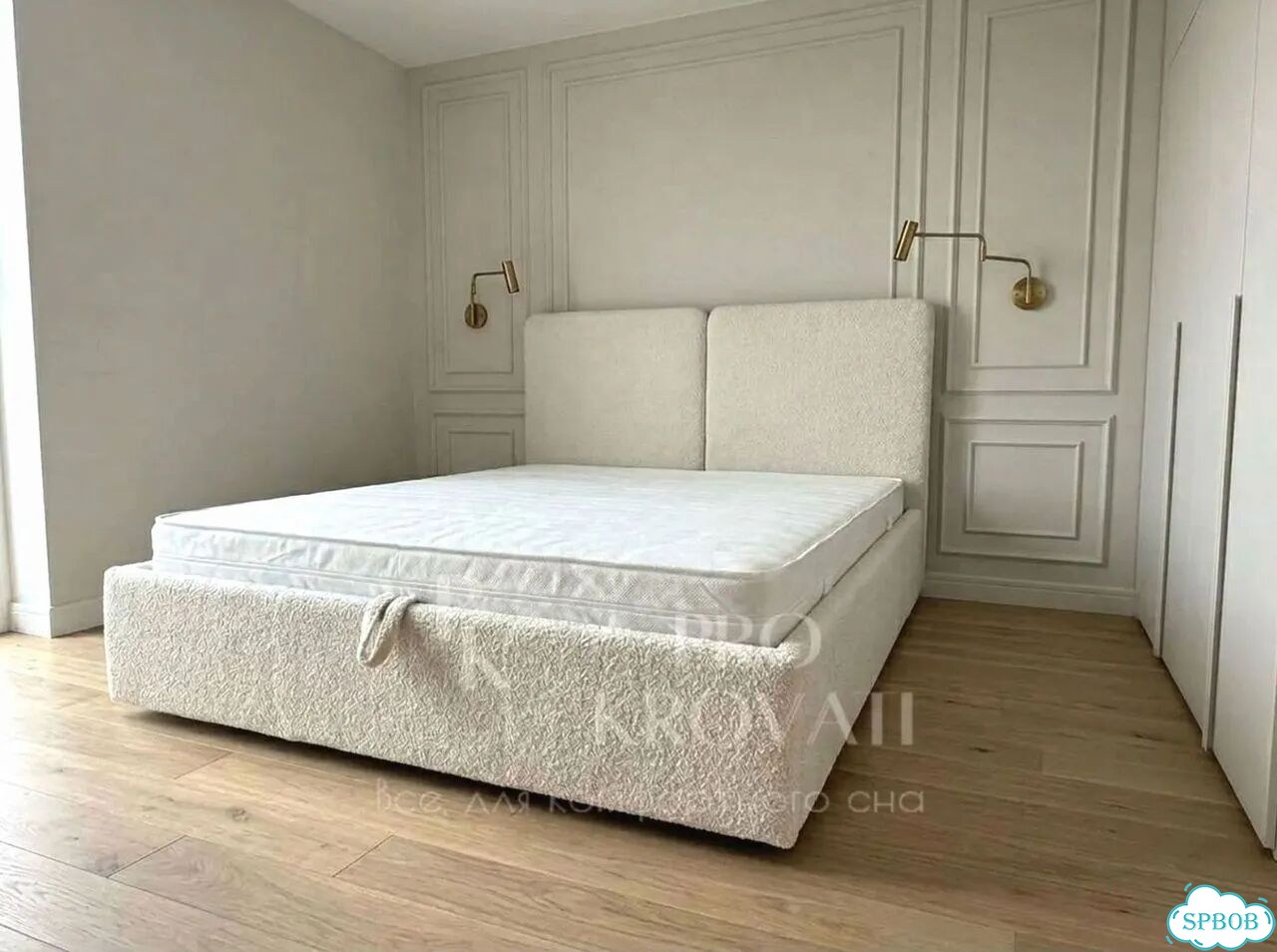 Кровать двуспальная с мягким изголовьем фото 8