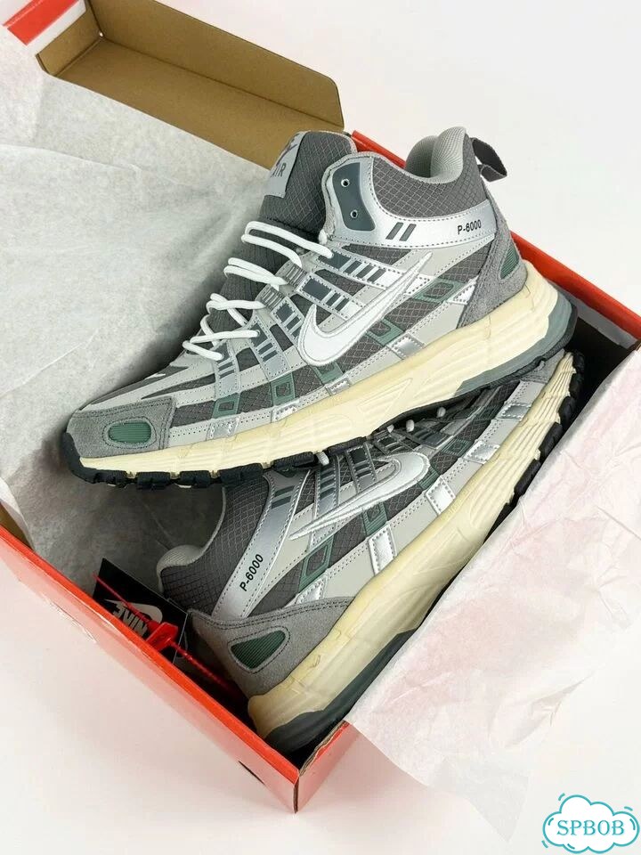Nike P-6000 с мехом Grey Green фото 1
