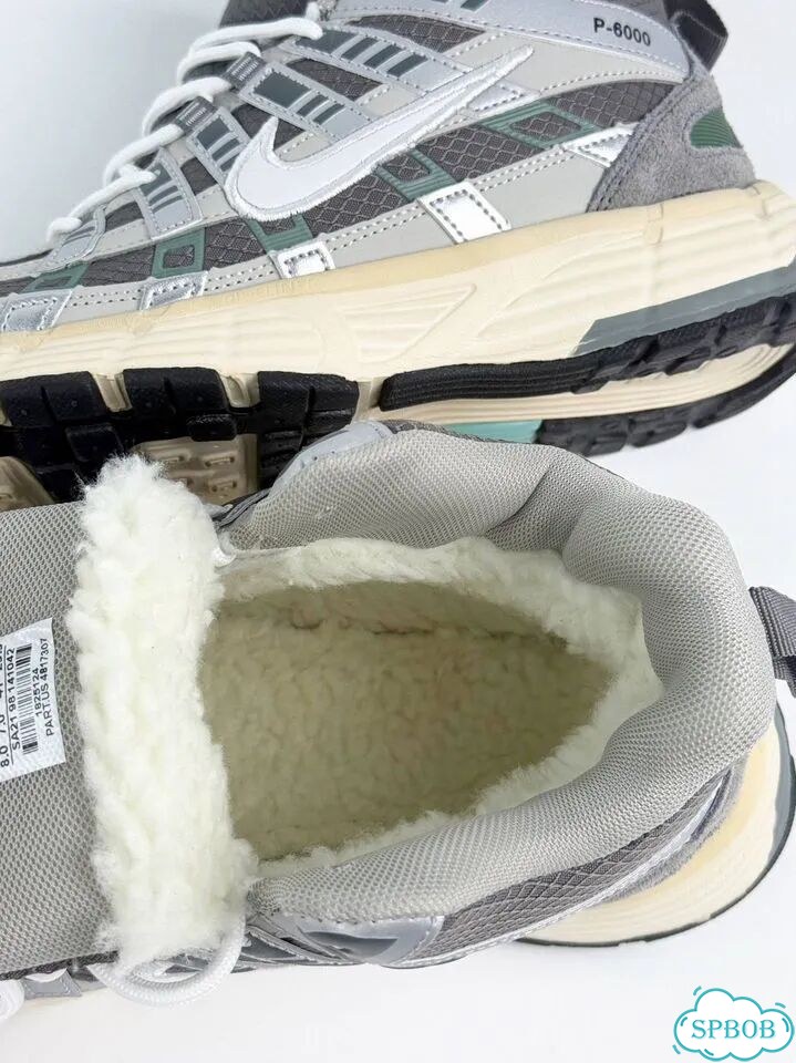 Nike P-6000 с мехом Grey Green фото 2