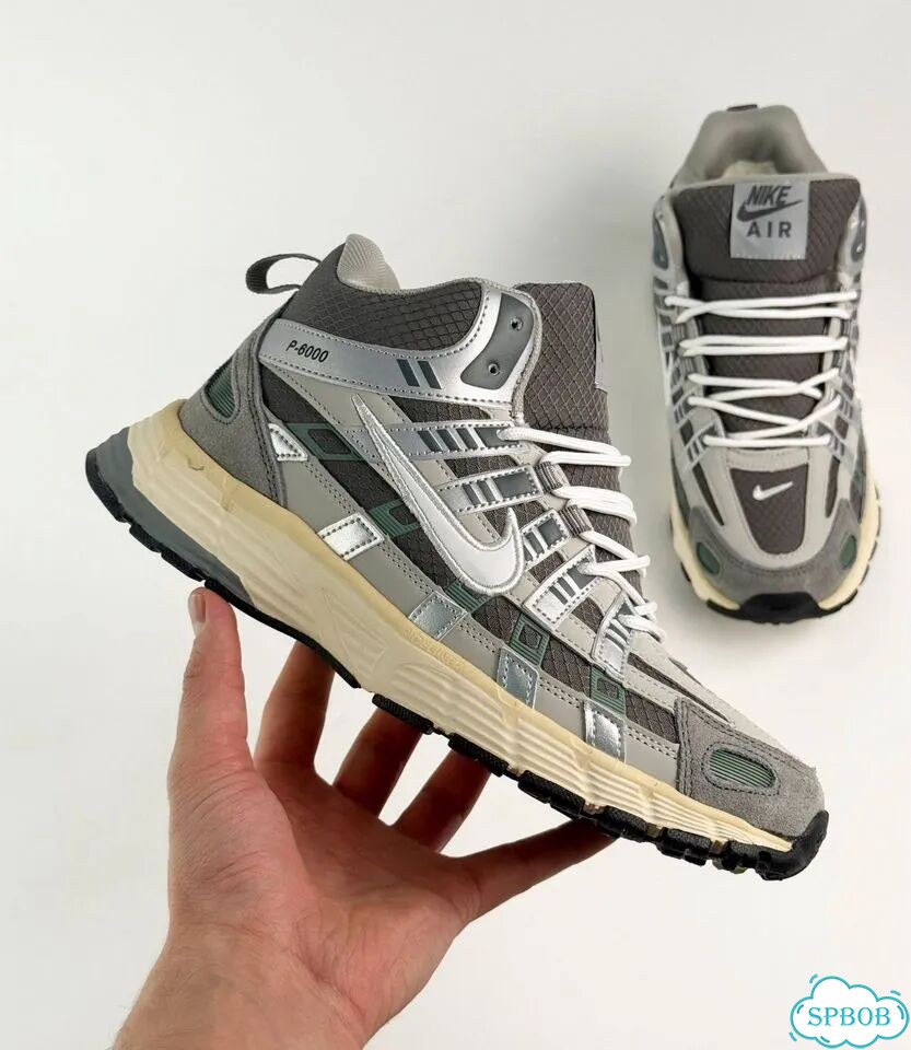 Nike P-6000 с мехом Grey Green фото 4