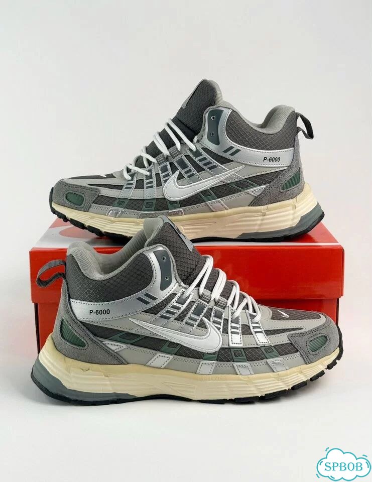 Nike P-6000 с мехом Grey Green фото 7