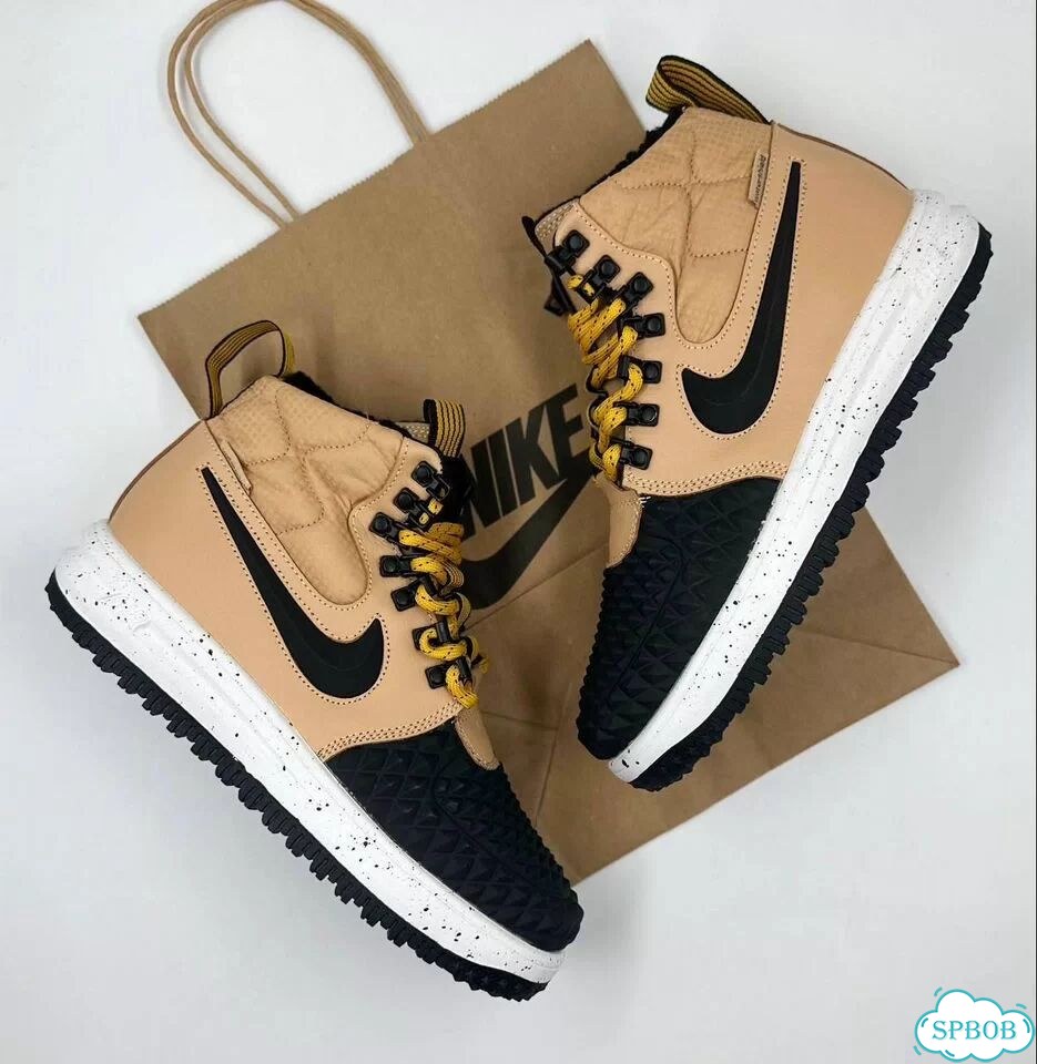 Nike Lunar Force 1 Duckboot с мехом Brown Black фото 7