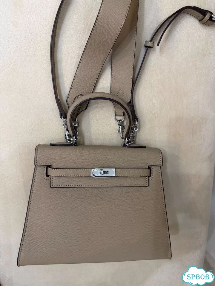 Сумка женская натуральная кожа Hermes Kelly 25 беж фото 10