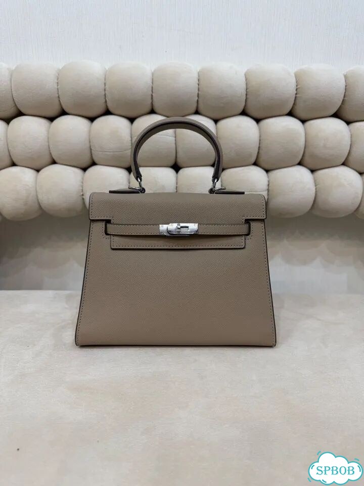 Сумка женская натуральная кожа Hermes Kelly 25 беж фото 11