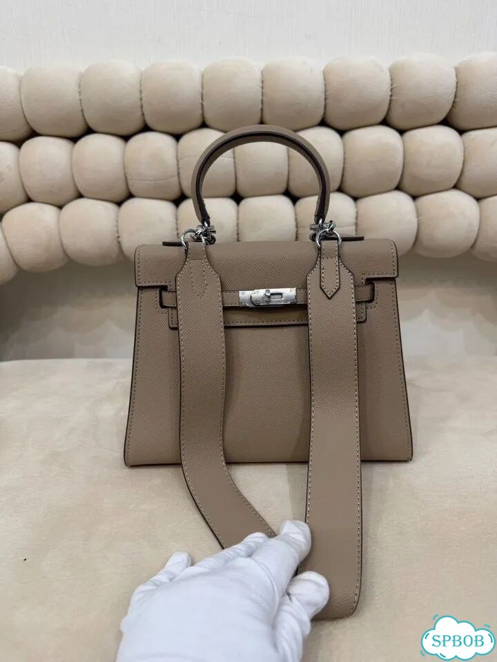 Сумка женская натуральная кожа Hermes Kelly 25 беж фото 2