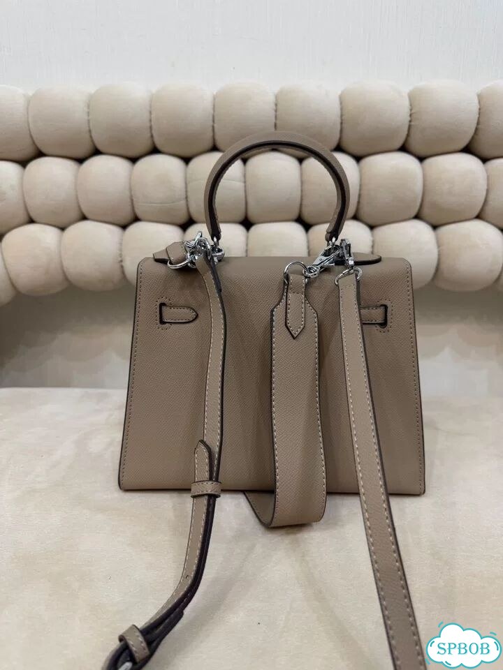 Сумка женская натуральная кожа Hermes Kelly 25 беж фото 4