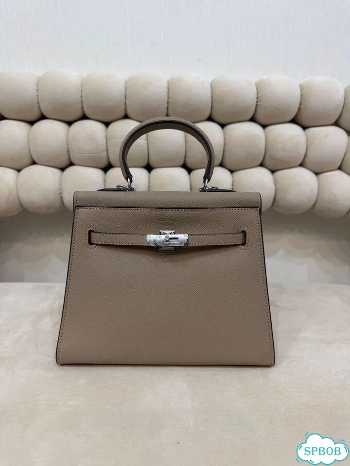 Сумка женская натуральная кожа Hermes Kelly 25 беж фото 6