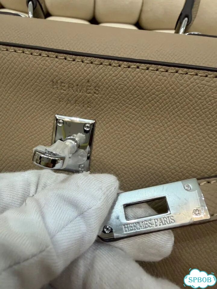 Сумка женская натуральная кожа Hermes Kelly 25 беж фото 7