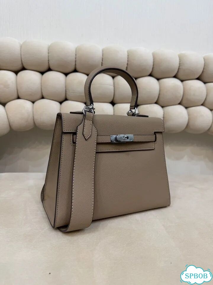 Сумка женская натуральная кожа Hermes Kelly 25 беж фото 8