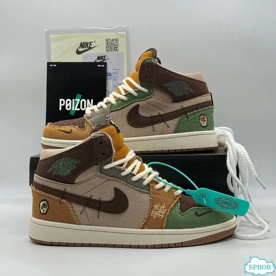 Nike Air Jordan 1 Zion Woodoo с мехом Brown Green фото 1