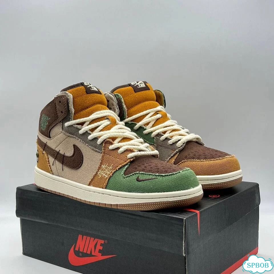 Nike Air Jordan 1 Zion Woodoo с мехом Brown Green фото 2