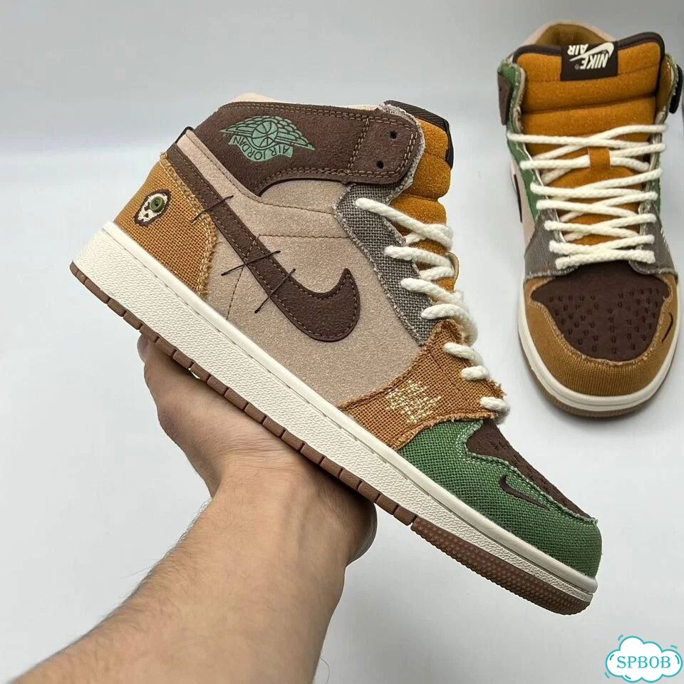 Nike Air Jordan 1 Zion Woodoo с мехом Brown Green фото 5