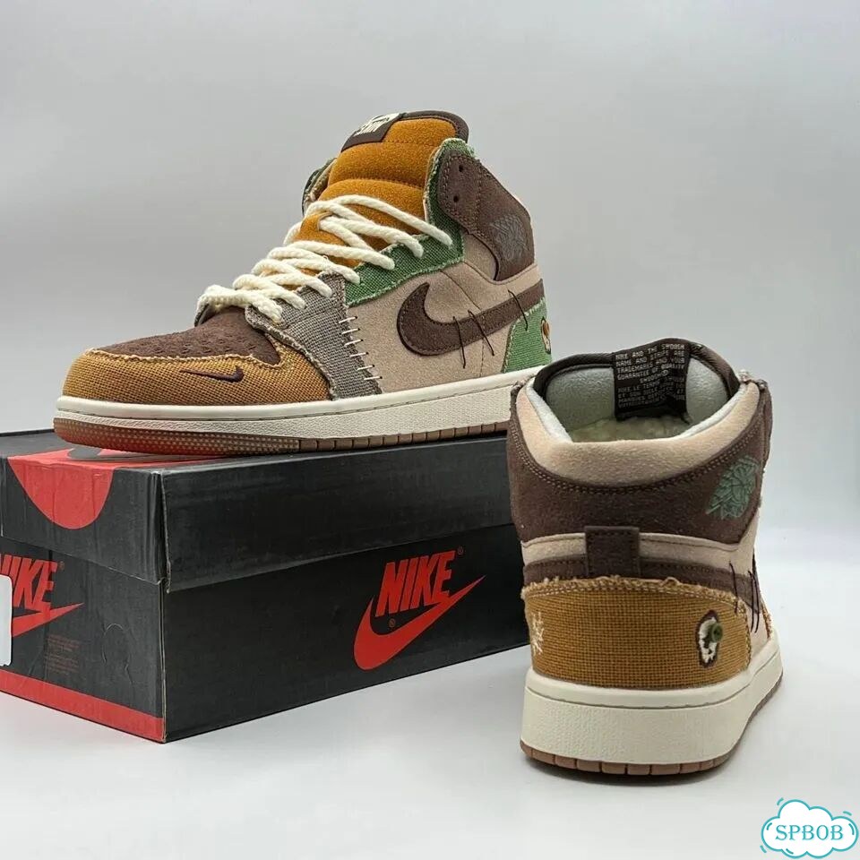 Nike Air Jordan 1 Zion Woodoo с мехом Brown Green фото 7