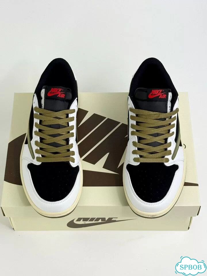 Nike Air Jordan 1 Low Black White Green фото 5