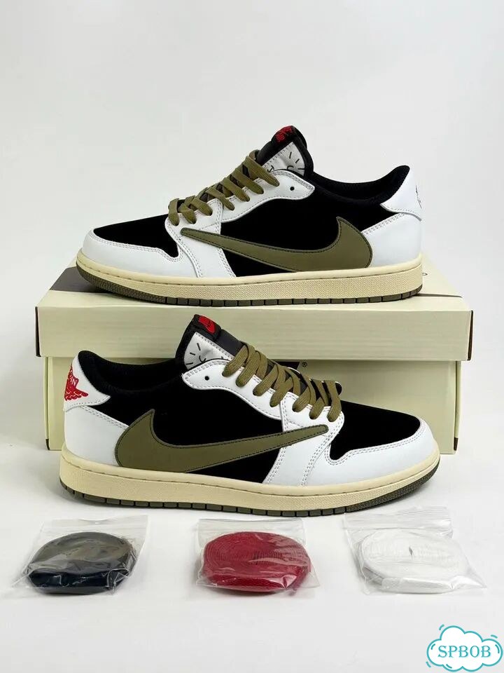 Nike Air Jordan 1 Low Black White Green фото 6