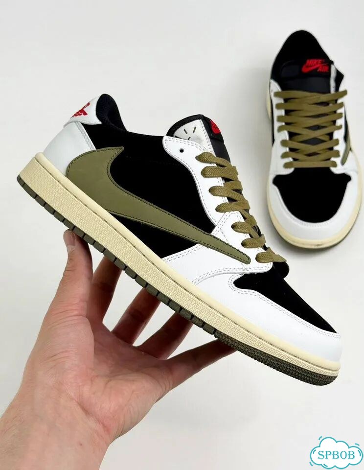 Nike Air Jordan 1 Low Black White Green фото 8